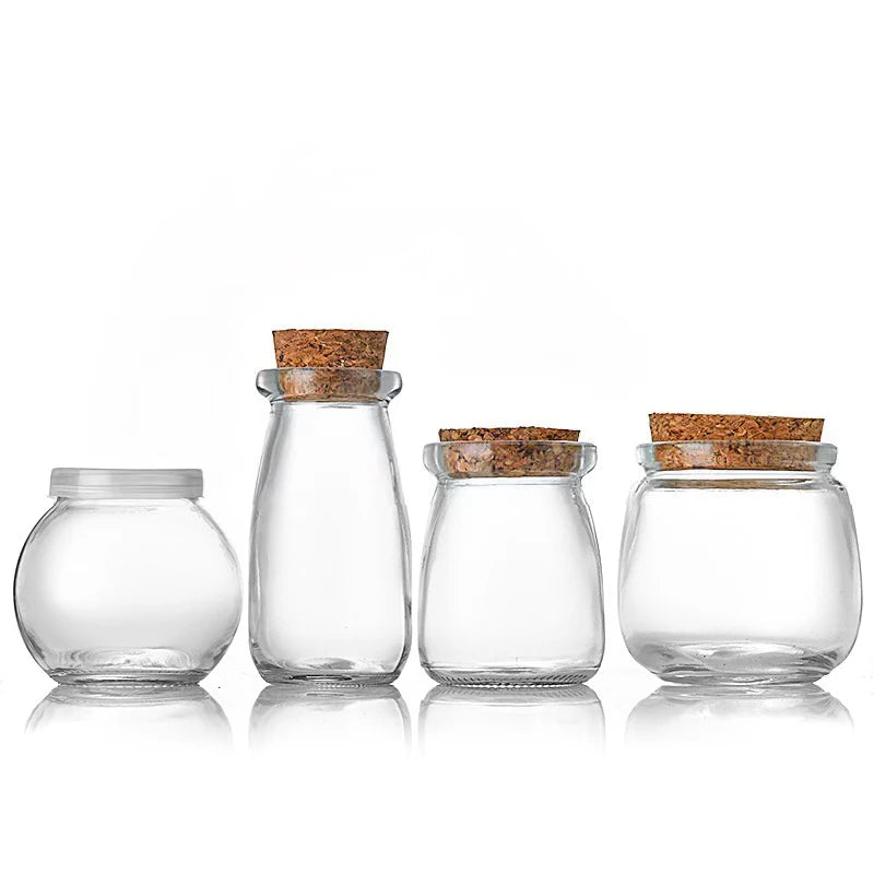 Custom Label Glass Jam Jars 300ml Pudding Jelly Canning Containers Clear Glass Yogurt Jar