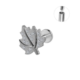 ASTM F136 Titanium Children's Zircon Cute Leaf Stud Earrings Flat Back 16 Gauge Labret Lip Helix Wedding Body Piercing Jewelry
