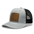 Wholesales Custom Leather Patch Logo 6 Panel Curved Brim Mesh Snap Back Trucker Hat Cap Cotton Trucker Mesh Hat Sport Cap