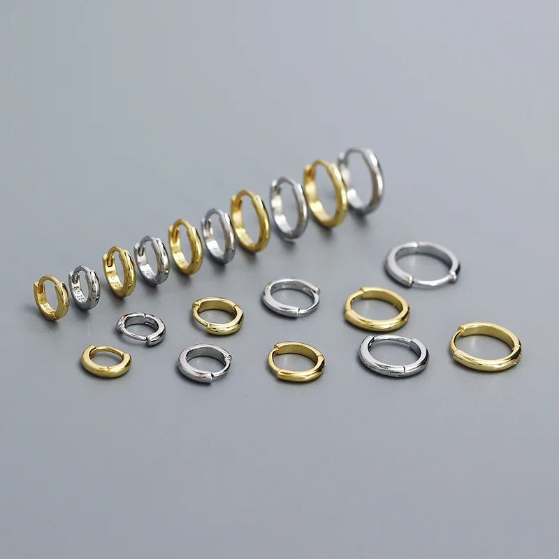 2024 New 925 Sterling Silver Minimalist Hoop Circle Earrings 5mm/6mm/7mm/8mm/9mm