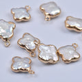 Fashion Four Leaf Connector Pendant Gold Natural Pearl Necklace Pendant for Women