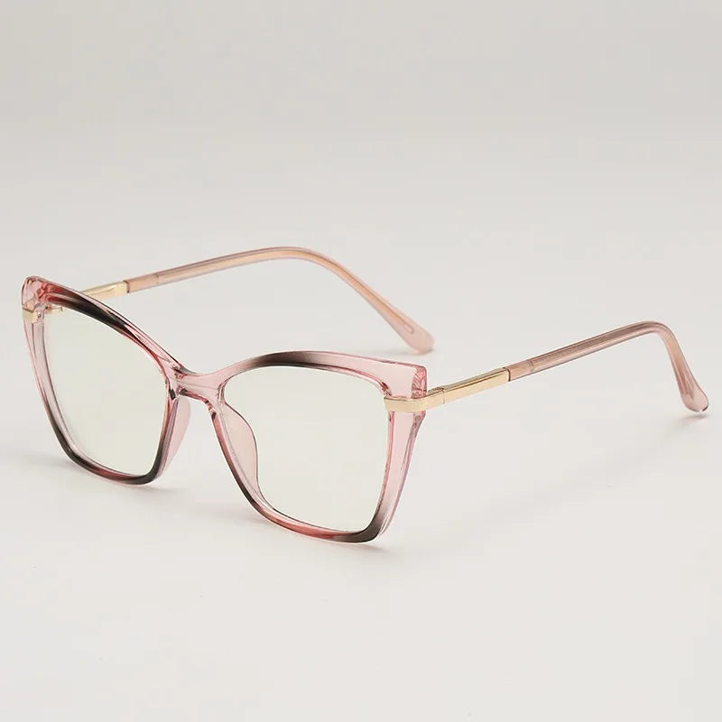 Qsky Ultralight Hight Quality Cat- Eye Blue Light-blocking Reading Glasses Polygonal Eyeglass Frames for Fashion Women
