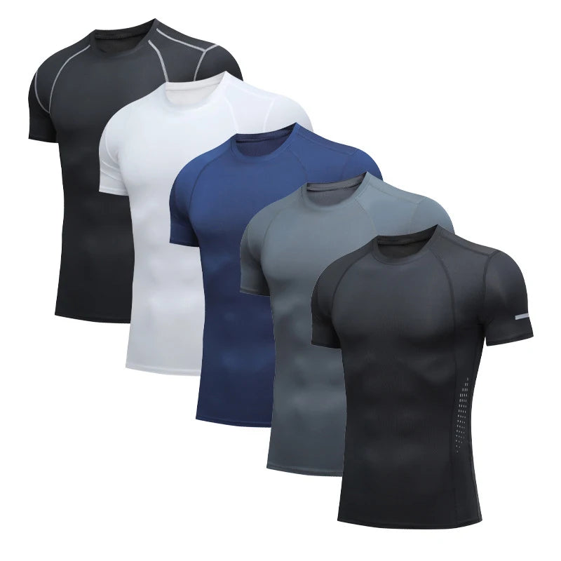 Men's Compression Tank Tops Short Sleeve Athletic Shirts Cool Dry Vest Workout Base Layer T-Shirts Training Tee