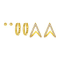 6Pcs Minimalist S925 Silver Studs Earring Set Real Gold Plated with Metallic Finish for Office and Daily Wear Jewelry Set