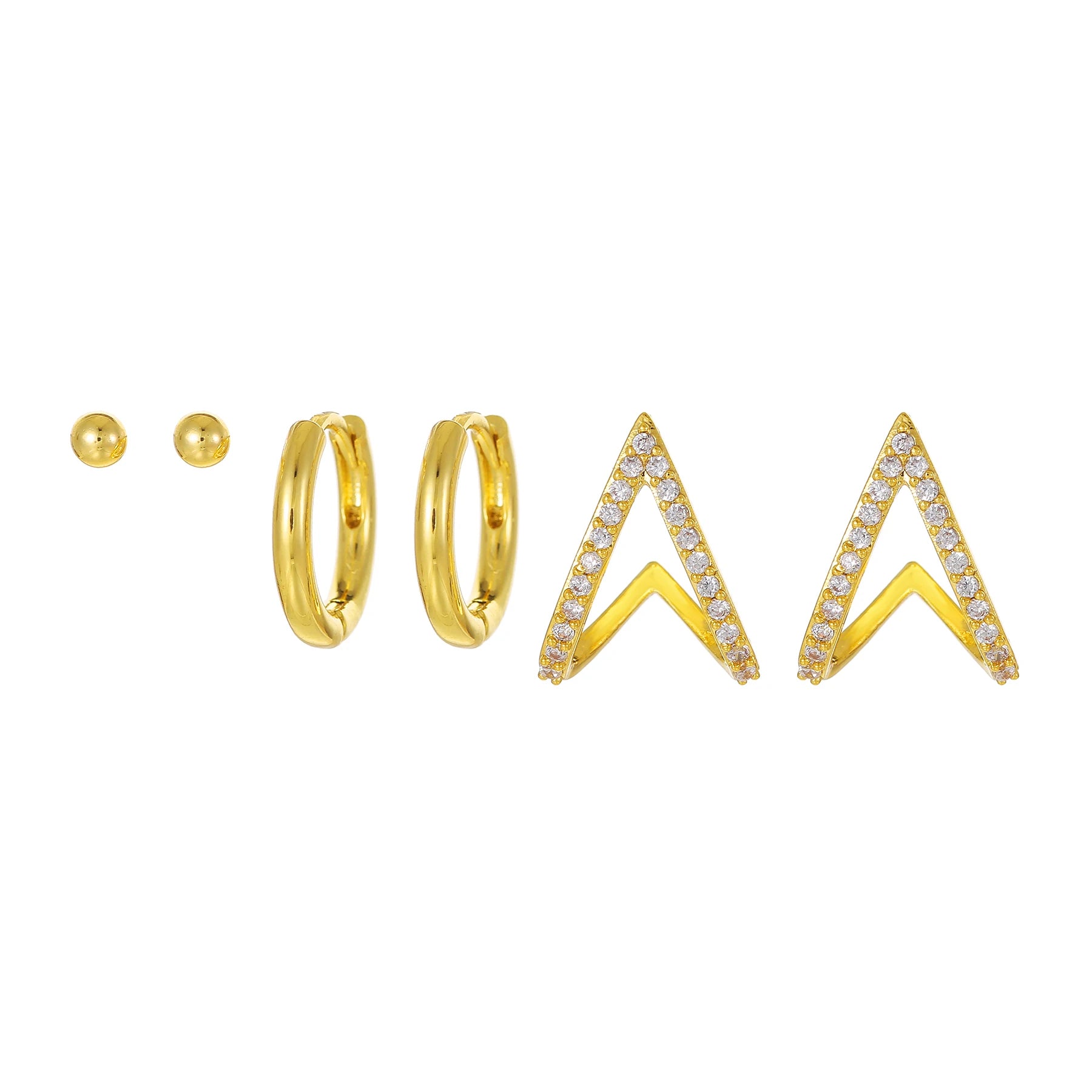 6Pcs Minimalist S925 Silver Studs Earring Set Real Gold Plated with Metallic Finish for Office and Daily Wear Jewelry Set