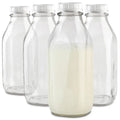 White Iron Cover Transparent Glass Yogurt Beverage Milk Bottle 12 Oz 16 Oz 32 Oz Fresh Milk Bottle Clear Whisky Beer Oil