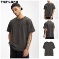 Clothing Mmanufacture Henley Shirt Custom Blank 250GSM Heavyweight Tshirt Streetwear Heavyweight Cotton T Shirt Men