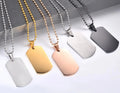 Wholesale Rectangle Pvd Gold Men Pendant Necklace Sublimation Back Blue Stainless Steel Stamping Blanks Pendant Necklace