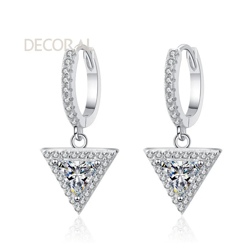Trendy Fashion Jewelry Vvs Moissanite 1CT 2CT Triangle Cut Stud Earrings Popular Gra Custom Studs for Women