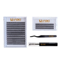Professional 40P Heat Bonded Mega Volume Lashes Kit 500+ Reusable Clusters and Single Extensions Salon Grade