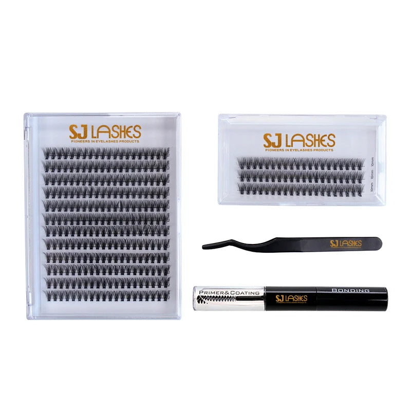 Professional 40P Heat Bonded Mega Volume Lashes Kit 500+ Reusable Clusters and Single Extensions Salon Grade