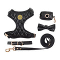 Customizable Luxury Vegan Leather Dog Harness and Leash Set Adjustable Black Classic Pet Collar with Personal Touch