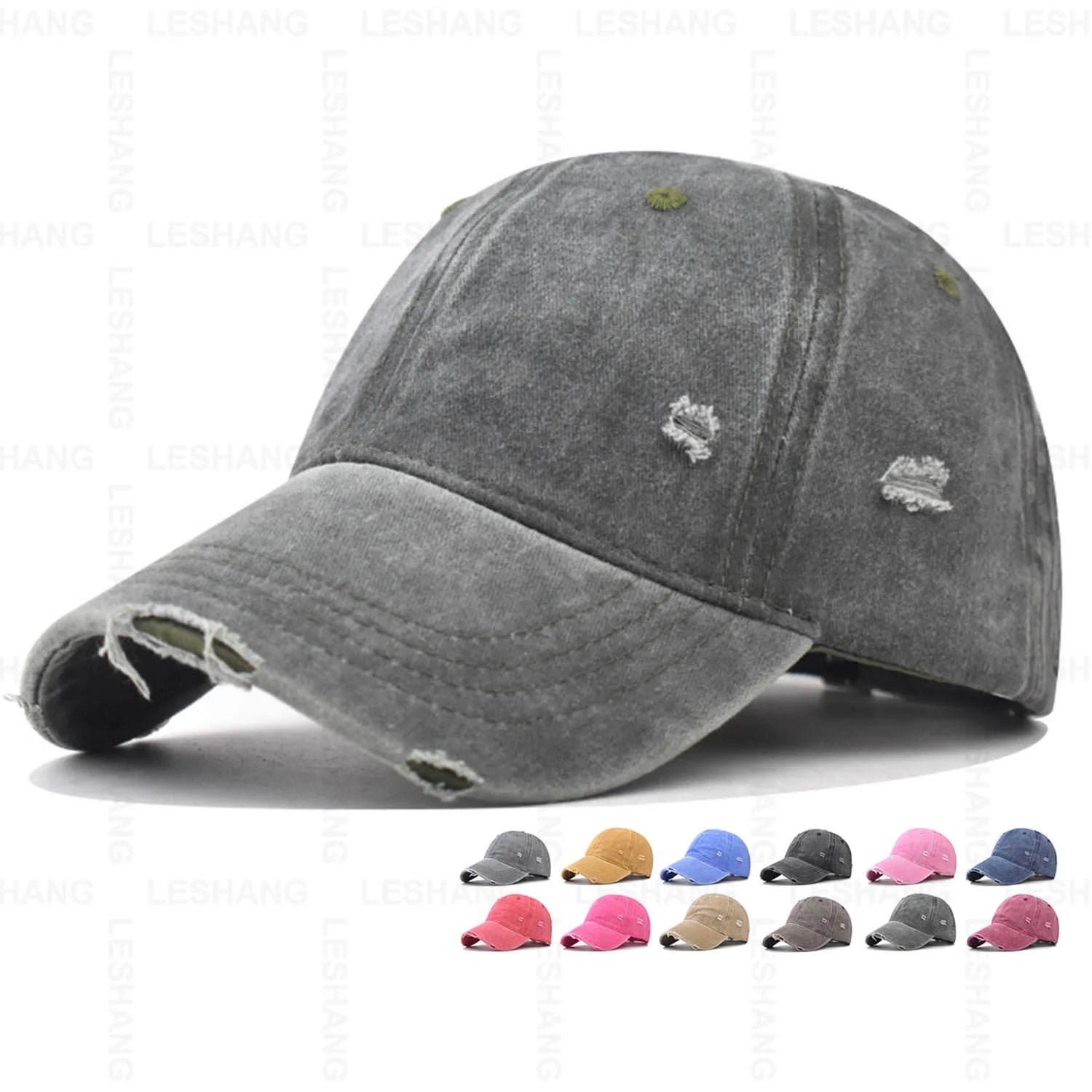 Custom Embroidery Logo Unstructured 6 Panel Worn Out Washed Cotton Vintage Baseball Caps Blank Distressed 12 Colors Dad Hats
