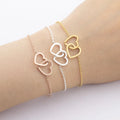 Friendship Bracelet Double Heart Charm Bracelet Gold Plated Stainless Steel Heart Gift Bracelet