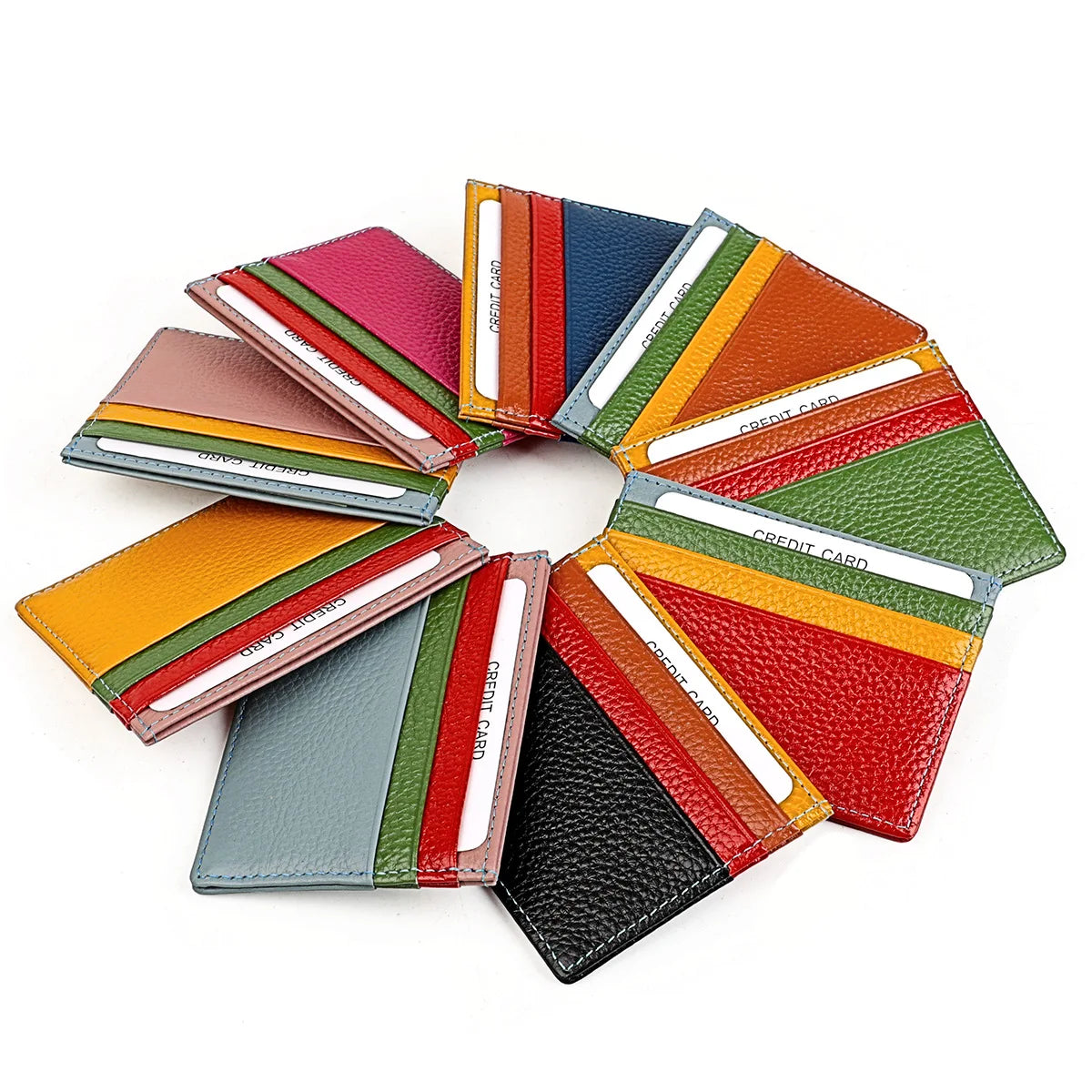 2026 Cheap Wholesale Men Women Slim Card Holder Genuine Leather Credit Card Holder