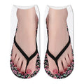 3D Foot Printed Socks for Women Novelty Ankle Femme Girls Cotton Socks Casual Funny Creative Flip-flops Socks