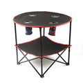 Popular Red&Black Iron Steel Modern Folding Picnic Camping Table Four Cup Holders Carry Bag Outdoor Furniture 30kg Capacity