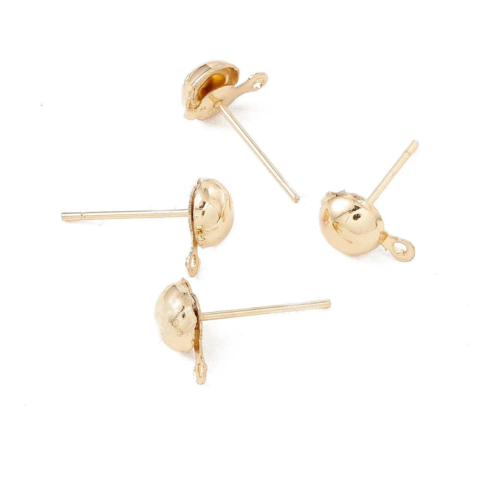 Steel Ball Earrings 18k Earring Findings Chandelier and Components Stud Earrings Plated Gold Half Round Ball for Women