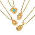 Sanlan 18k Pvd Gold Plated Waterproof Tarnish Free Moon Star Sun Zirconia Coin Pendant Stainless Steel Necklace Fashion Jewelry