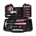 39pcs Pink Household Tool Set for Women Including Claw Hammer Wrench Pliers Scissors Tape Measure Knife OEM Supported