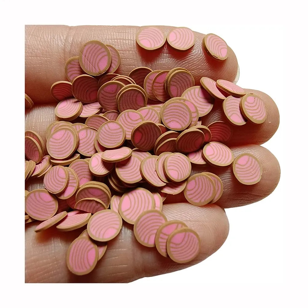 White Beige/Red Concha Sweet Mexican Bread Round Ball Meat Polymer Clays Ham Sausage Slices for DIY Crafts Slime Filler