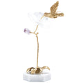 Table Ornament Purple Natural Crystal Stone Flower Home Crafts Copper Tree Bird Flower Marble Base Hotel TV Cabinet Decoration