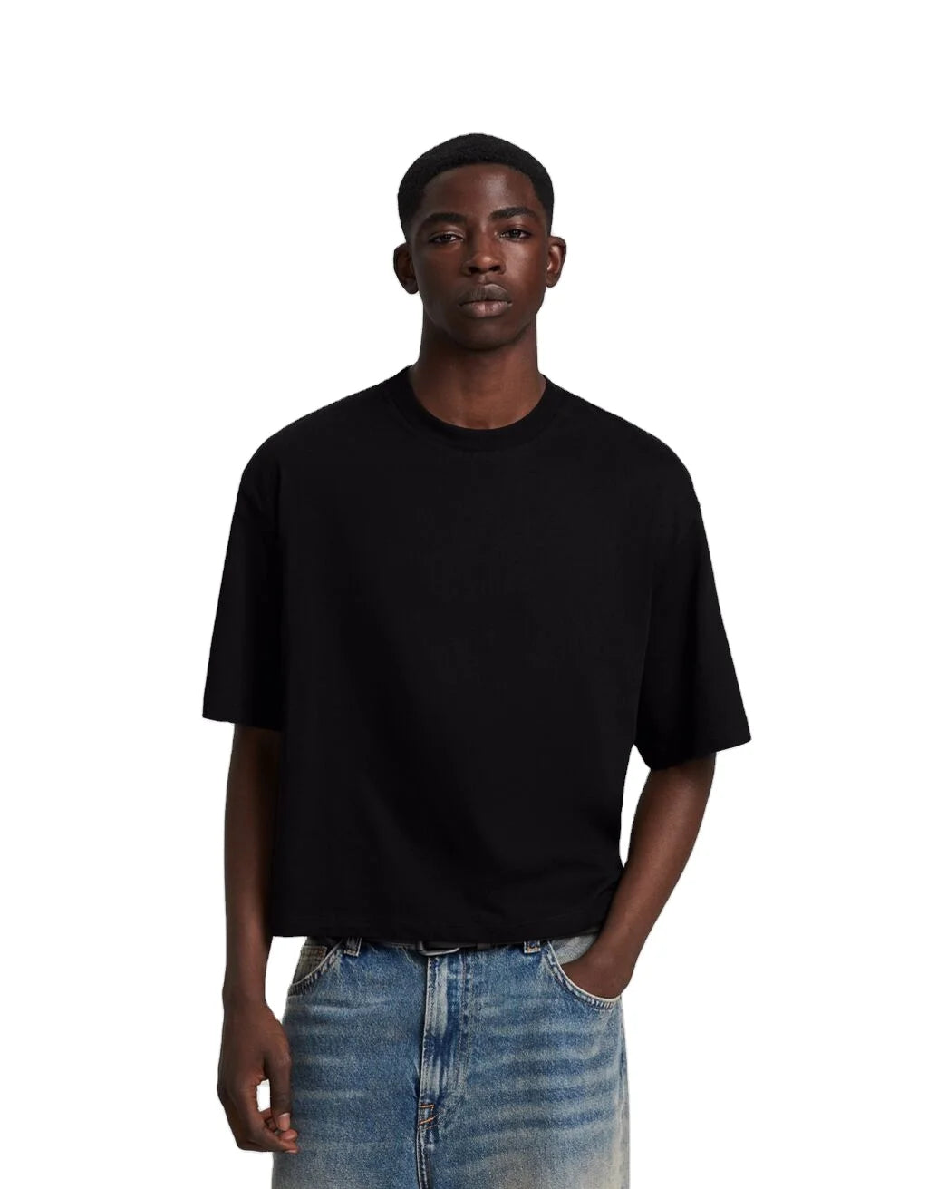Custom Men's 100% Cotton Oversize Boxy Cropped Heavyweight Print Street Style Plus Size T-Shirt Breathable Front Logo Knitted