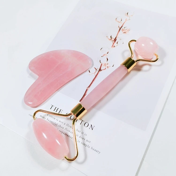 HZ Hongzhuo Hot Sell 2 in 1 Vibrating Jade Facial Massager Roller Set Electric Rose Quartz Roller for Face
