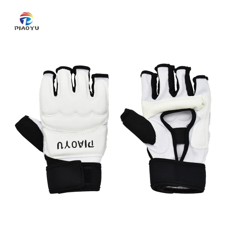 PIAOYU Half-Finger Gloves New White WT Approved for Taekwondo Karate Boxing Training Martial Arts Protection Hand Guard Products