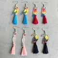 Acrylic Tassel Bird Parrot Earrings Tropical Jewelry Fun Colorful Beautiful Toucan Bird Earrings