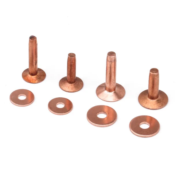 M3.4 M4 Flat Head Solid Brass Copper Burrs Rivets for Leather Belt