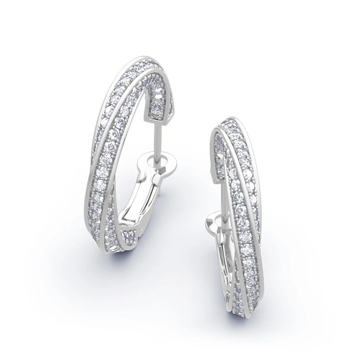 Factory Wholesale Fine Jewelry Diamond Earrings Designer Style Twist Sterling Silver Moissanite Earrings Women Hoops