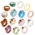 Hot Sale Fashion Jewelry Ring Transparent Paved Zircon Resin Acrylic Rings