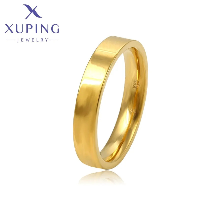 13935 XUPING Jewelry 24K Gold Plated Color Simple Stainless Steel Minimalist Men Women Ring