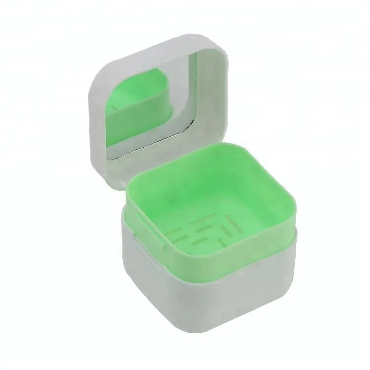 Portable Plastic Dental Box Cup Case Container False Teeth Storage Bath Orthodontic Retainer Case Denture Cleaner
