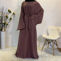 2023 Wholesale Price Dubai Simple Modest Islamic Polyester Abaya Muslim Dresses for Women with Ropes