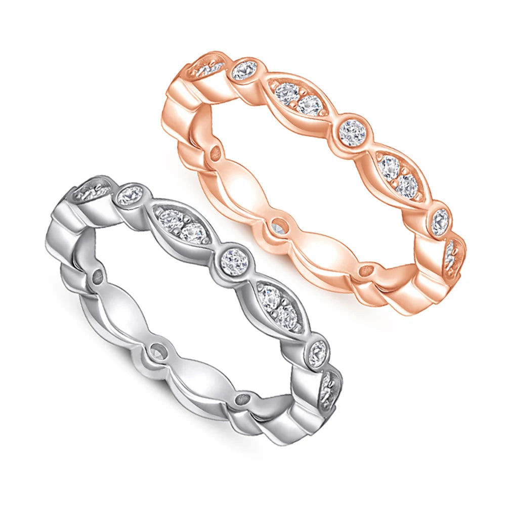 Solitaire Style Round  Brilliant Cut 6mm Customized Engrave Logo Silver Ring Sets