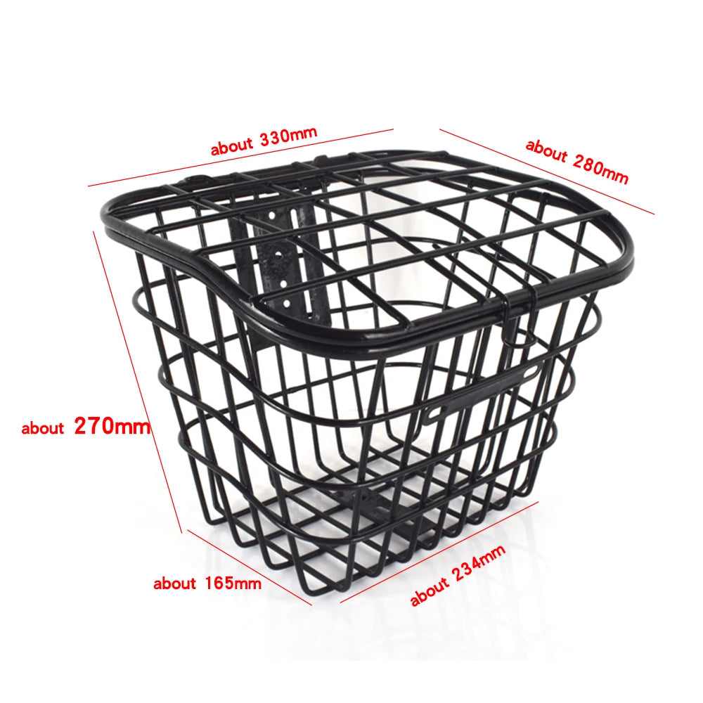 Hot Sale Metal Black Stainless Steel Durable Thickened Bicycle Basket/bike Basket Food Basket High Quality