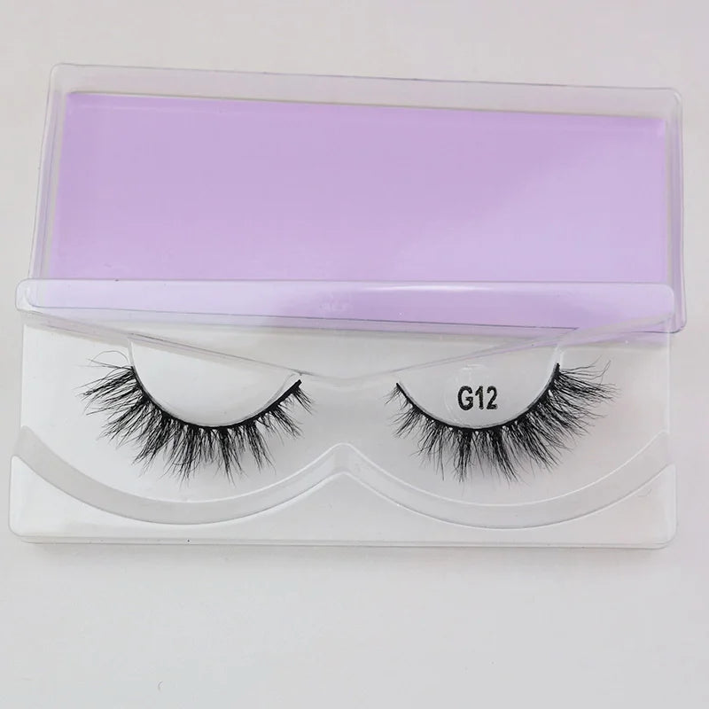 5mm 10mm 11mm Natural Looking Fashionable 3d Mink Eyelashes Thin Band Short Mink Lashes G12