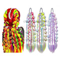 Hot Sale 24Inch High Temperature Fiber Twist Bubble Hair Braid Unicorn Mermaid Ombre Colorful Braided Ponytail Extension
