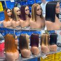 Virgin Cuticle Aligned Hair Double Drawn Straight Bob Wig With 2*6 Kim Closure 100% Human Hair Lace Front Wigs for Black Women