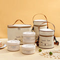 Portable Stainless Steel Thermal Lunch Box Set with Insulated Bag Leakproof Round Food Container for School Office