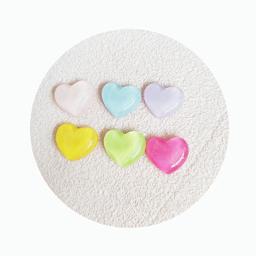 Resin Flatback Colorful Valentines LOVE Heart Cabochon Scrapbooking for Hair Bow Center Kawaii DIY Embellishment Accessories