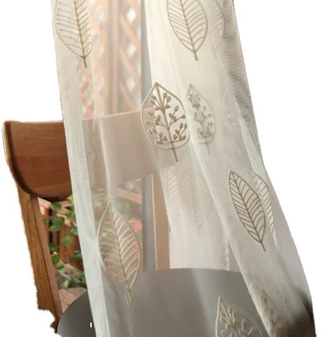 YongHo Carnival Small Leaf Embroidered Curtain Modern Simple Korean Fresh and Beautiful Romantic Floating Window Gauze