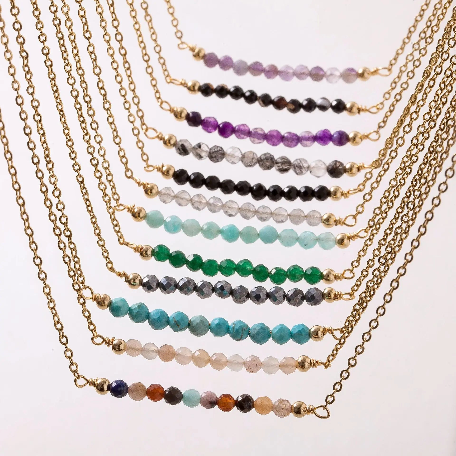 Fashion Handmade Jewelry 3MM Faceted Stone Garnet Beaded Necklace Stainless Steel Chain Original Gemstone Necklace for Women
