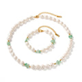 SP Women Set Jewelry Stainless Steel 18K Gold Plated Glass Pearl Natural Stone Pearl Beaded Bracelet Necklace Set Jewelry