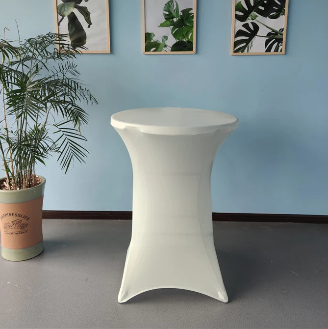 Wholesale Durable Reusable Woven 10% Spandex 90% Polyester Bar Table Covers for Banquet Wedding Cocktail Events-Customizable