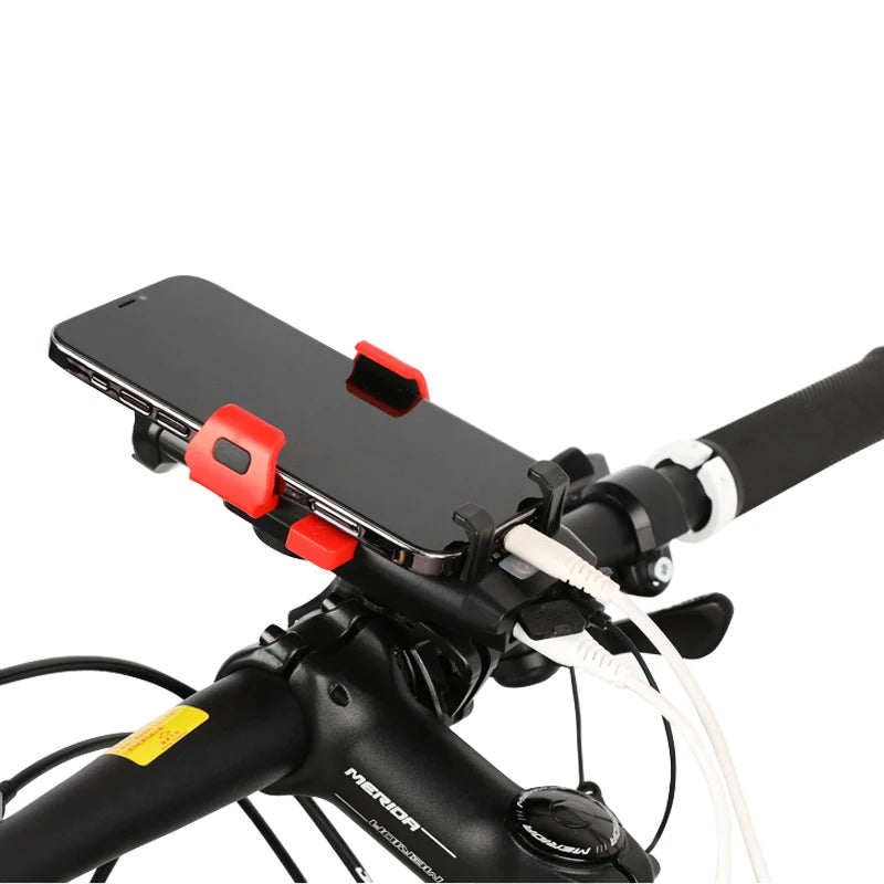 2022 New Products USB Rechargeable Waterproof Bicycle Accessories Mobile Phone Holder Bicycle Headlight with Horn Bicycle Light