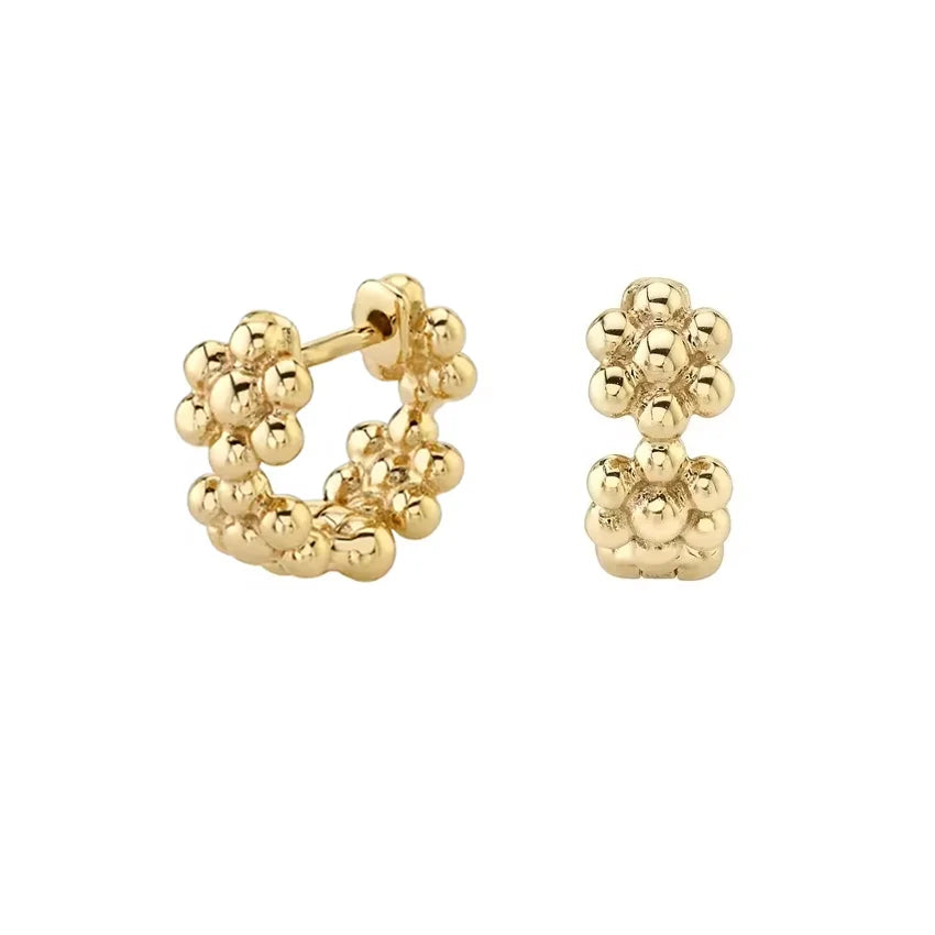 LOZRUNVE Fashionable China Jewelry 18K Gold Plated Cubic Daisy Zirconia Bead Hoop Earring 925 Sterling Silver