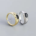 Rainbowking Light Luxury S925 Sterling Silver Ring Geometric Oval Zirconia Open Ring Ins Metal Cold Wind Fine Jewelry Ring
